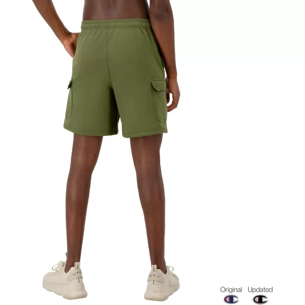 imageChampion Mens Cargo Shorts Powerblend Shorts For Men Comfortable Cargo Shorts For Men Reg Or Big ampamp TallCargo Olive C Patch Logo