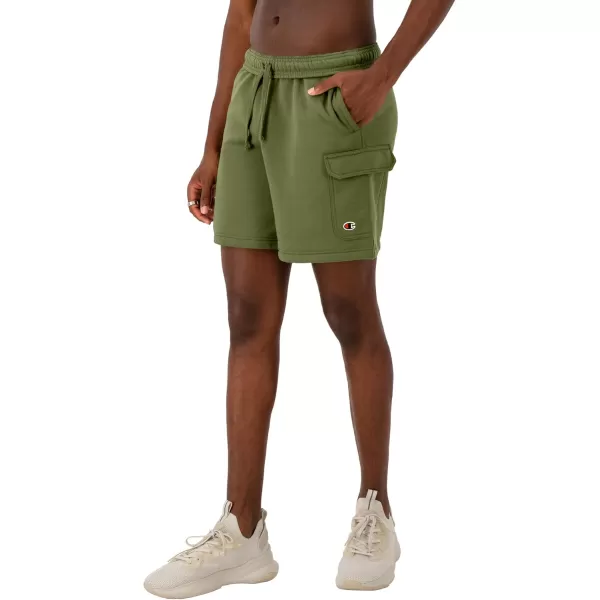 imageChampion Mens Cargo Shorts Powerblend Shorts For Men Comfortable Cargo Shorts For Men Reg Or Big ampamp TallCargo Olive C Patch Logo