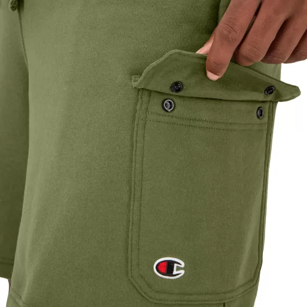 imageChampion Mens Cargo Shorts Powerblend Shorts For Men Comfortable Cargo Shorts For Men Reg Or Big ampamp TallCargo Olive C Patch Logo