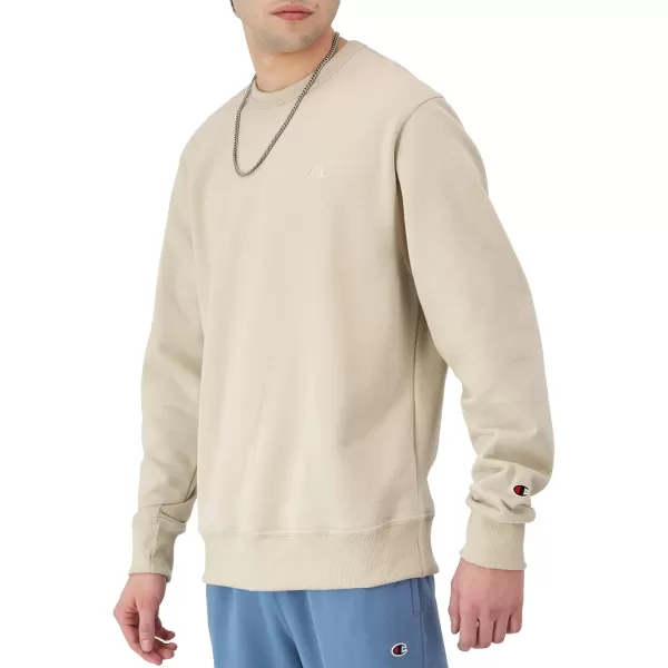 imageChampion Mens Crewneck Powerblend Fleece Sweatshirt Crewneck Sweatshirts Reg Or Big ampamp TallAutumn Beige C Logo