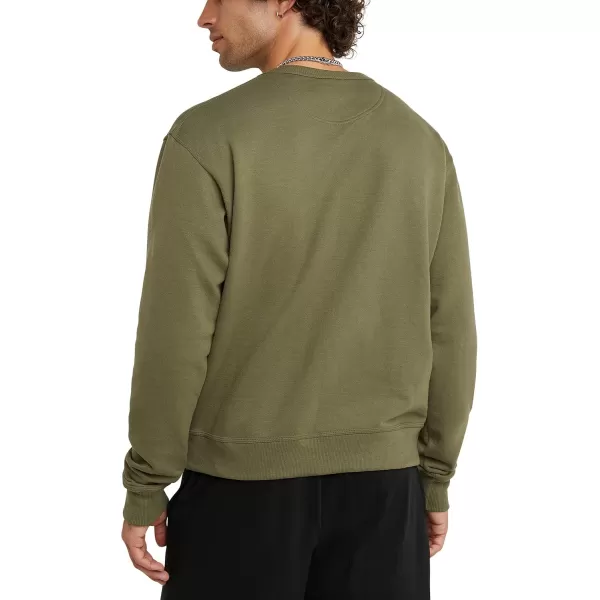 imageChampion Mens Crewneck Powerblend Fleece Sweatshirt Crewneck Sweatshirts Reg Or Big ampamp TallCargo Olive C Logo