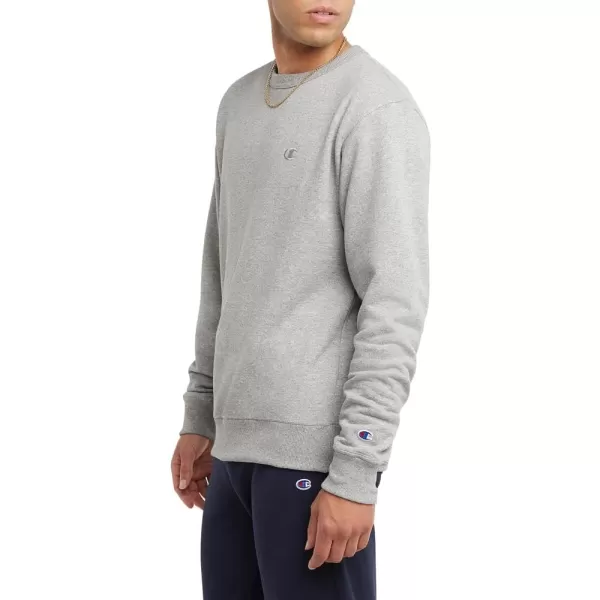 imageChampion Mens Crewneck Powerblend Fleece Sweatshirt Crewneck Sweatshirts Reg Or Big ampamp TallOxford Gray C Logo