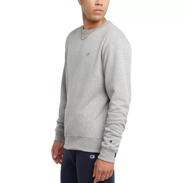 imageChampion Mens Crewneck Powerblend Fleece Sweatshirt Crewneck Sweatshirts Reg Or Big ampamp TallOxford Gray C Logo