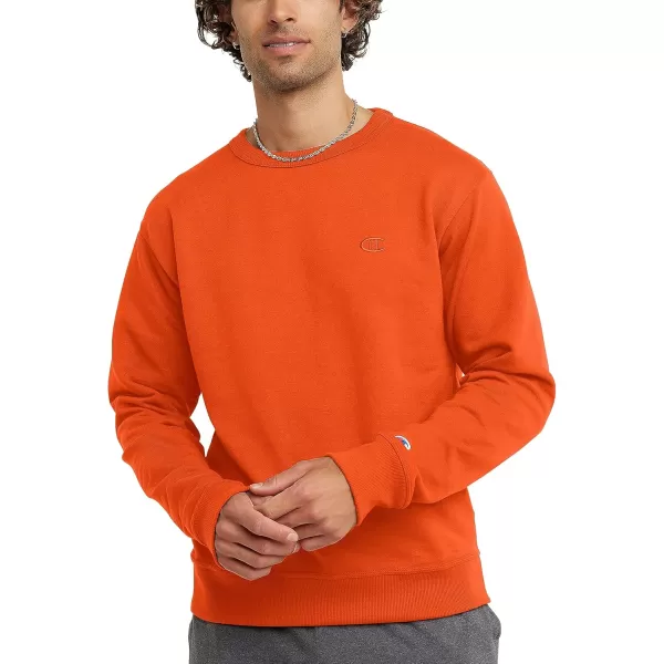 imageChampion Mens Crewneck Powerblend Fleece Sweatshirt Crewneck Sweatshirts Reg Or Big ampamp TallSpicy Orange C Logo