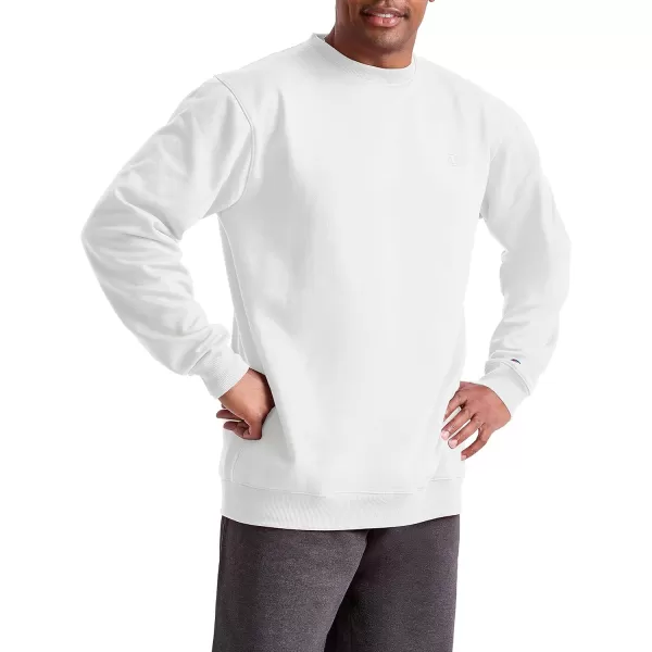 imageChampion Mens Crewneck Powerblend Fleece Sweatshirt Crewneck Sweatshirts Reg Or Big ampamp TallWhite C Logo