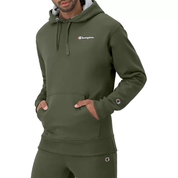 imageChampion Mens Hoodie Powerblend Fleece Mens Hoodie Comfortable Mens Sweatshirt Script Logo Reg or Big ampamp TallGround Green Small Script