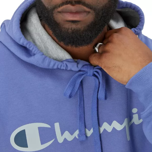 imageChampion Mens Hoodie Powerblend Fleece Mens Hoodie Comfortable Mens Sweatshirt Script Logo Reg or Big ampamp TallStone Crush Blue Script