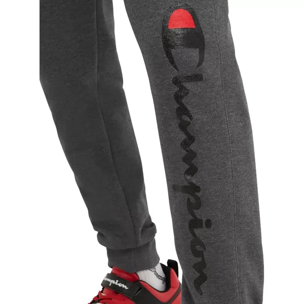 imageChampion Mens Joggers Powerblend Fleece Joggers Comfortable Sweatpants for Men Reg or Big ampamp TallGranite Heather Script