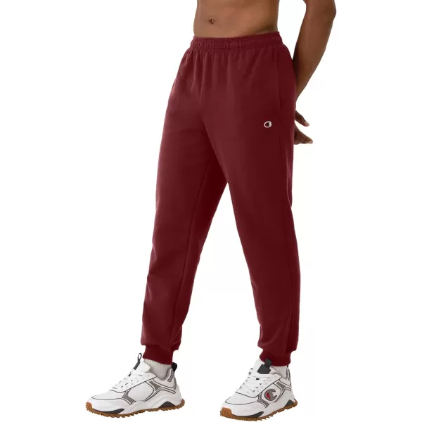 imageChampion Mens Joggers Powerblend Fleece Joggers Comfortable Sweatpants for Men Reg or Big ampamp TallMaroon 3vs C Patch Logo