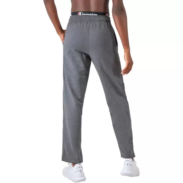 imageChampion Mens Sweatpants Powerblend Fleece Openbottom Sweatpants Reg Or Big ampamp TallGranite Heather C Patch Logo