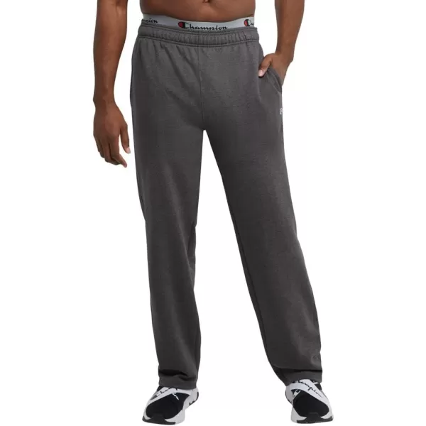 imageChampion Mens Sweatpants Powerblend Fleece Openbottom Sweatpants Reg Or Big ampamp TallGranite Heather C Patch Logo