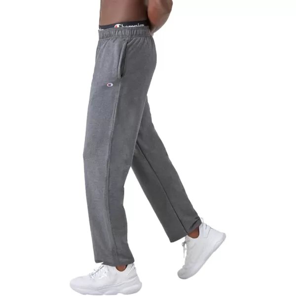 imageChampion Mens Sweatpants Powerblend Fleece Openbottom Sweatpants Reg Or Big ampamp TallGranite Heather C Patch Logo