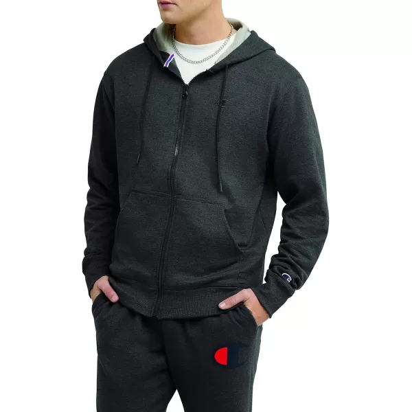 imageChampion Mens Zipup Hoodie Powerblend Zipup Hoodie Sweatshirt for Men Reg Or Big ampamp TallGranite Heather C Logo