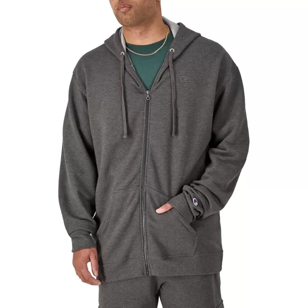 imageChampion Mens Zipup Hoodie Powerblend Zipup Hoodie Sweatshirt for Men Reg Or Big ampamp TallGranite Heather C Logo