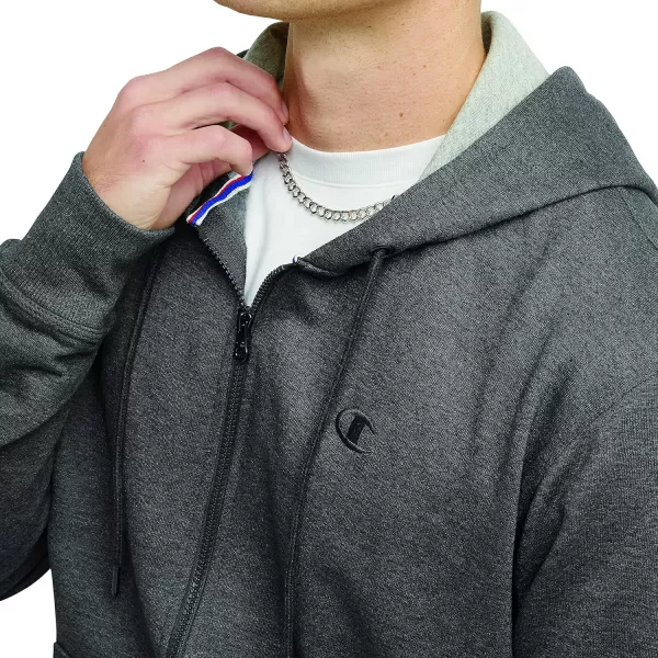 imageChampion Mens Zipup Hoodie Powerblend Zipup Hoodie Sweatshirt for Men Reg Or Big ampamp TallGranite Heather C Logo