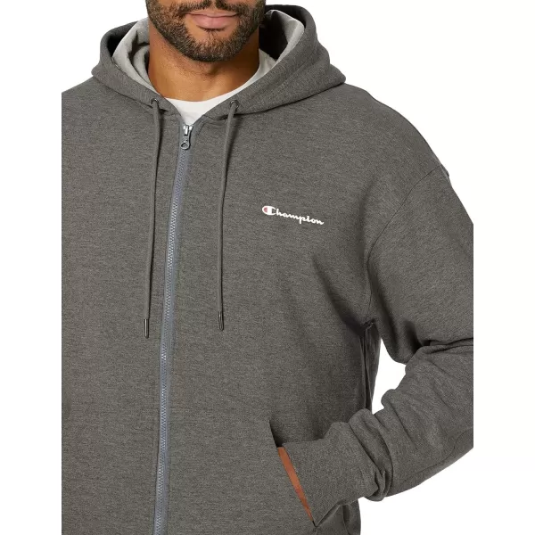 imageChampion Mens Zipup Hoodie Powerblend Zipup Hoodie Sweatshirt for Men Reg Or Big ampamp TallGranite Heather Small Script