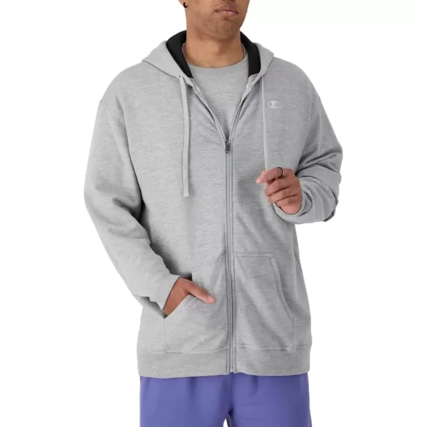 imageChampion Mens Zipup Hoodie Powerblend Zipup Hoodie Sweatshirt for Men Reg Or Big ampamp TallOxford Gray C Logo