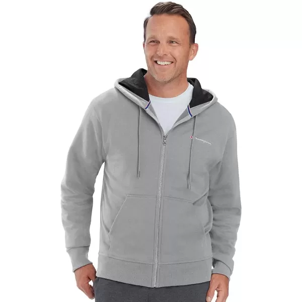 imageChampion Mens Zipup Hoodie Powerblend Zipup Hoodie Sweatshirt for Men Reg Or Big ampamp TallOxford Gray Small Script