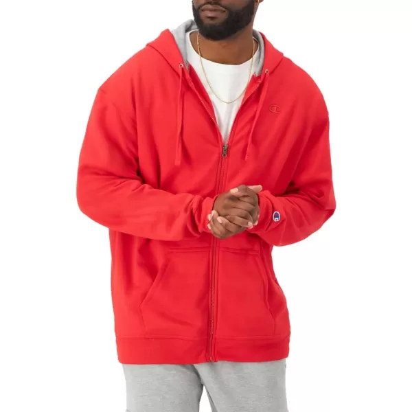 imageChampion Mens Zipup Hoodie Powerblend Zipup Hoodie Sweatshirt for Men Reg Or Big ampamp TallTeam Red Scarlet C Logo