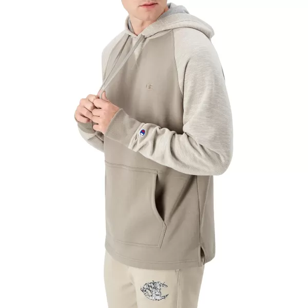 imageChampion Powerblend Fleece Comfortable Hoodie Sweatshirt for Men Reg Or Big ampamp TallSandalwood Grey Stripe C Logo