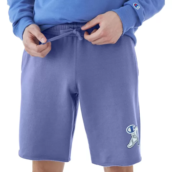 imageChampion Powerblend Soft Fleece Shorts for Men Reg Or Big ampamp TallStone Crush Blue Winged Foot Patch