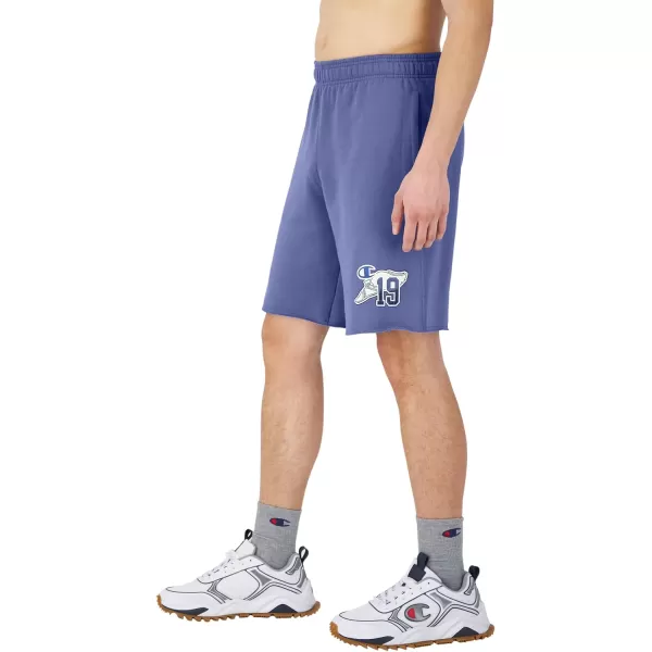 imageChampion Powerblend Soft Fleece Shorts for Men Reg Or Big ampamp TallStone Crush Blue Winged Foot Patch