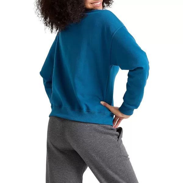 imageChampion Womens Crewneck Sweatshirt Powerblend Fleece Sweatshirt Best Sweatshirt for Women Plus Size AvailableFresh Teal Script