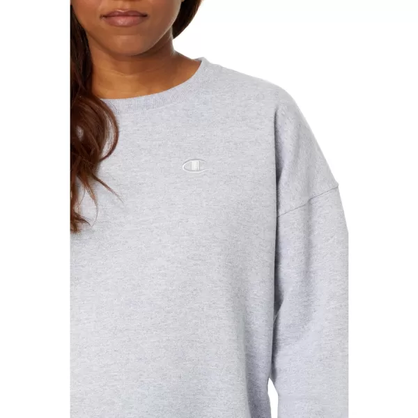 imageChampion Womens Crewneck Sweatshirt Powerblend Fleece Sweatshirt Best Sweatshirt for Women Plus Size AvailableOxford Gray C Logo