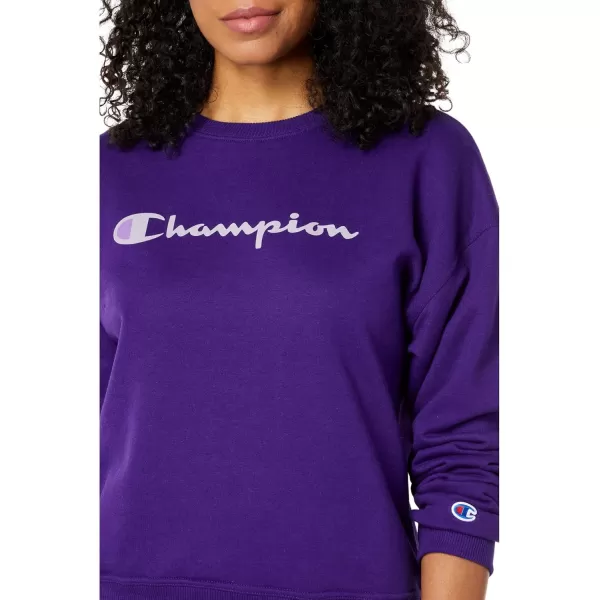 imageChampion Womens Crewneck Sweatshirt Powerblend Fleece Sweatshirt Best Sweatshirt for Women Plus Size AvailableRich Purple Script