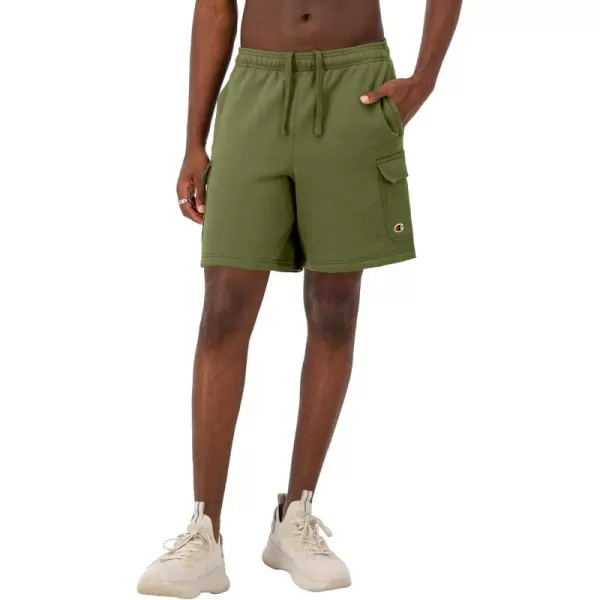 imageChampion Mens Cargo Shorts Powerblend Shorts For Men Comfortable Cargo Shorts For Men Reg Or Big ampamp TallCargo Olive C Patch Logo