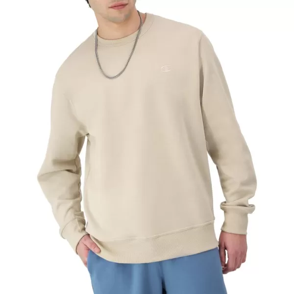 imageChampion Mens Crewneck Powerblend Fleece Sweatshirt Crewneck Sweatshirts Reg Or Big ampamp TallAutumn Beige C Logo