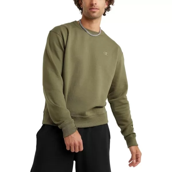 imageChampion Mens Crewneck Powerblend Fleece Sweatshirt Crewneck Sweatshirts Reg Or Big ampamp TallCargo Olive C Logo