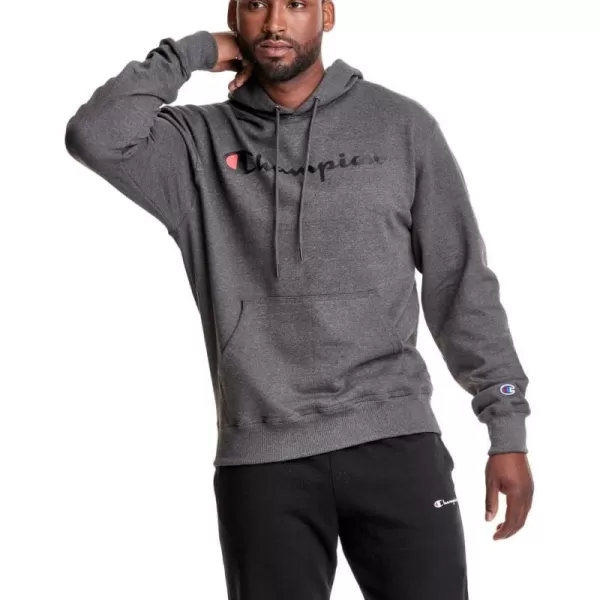 imageChampion Mens Hoodie Powerblend Fleece Mens Hoodie Comfortable Mens Sweatshirt Script Logo Reg or Big ampamp TallGranite Heather Script