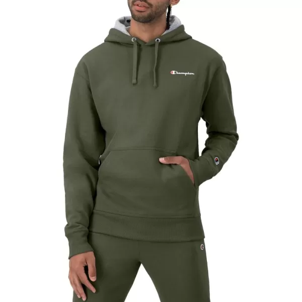 imageChampion Mens Hoodie Powerblend Fleece Mens Hoodie Comfortable Mens Sweatshirt Script Logo Reg or Big ampamp TallGround Green Small Script