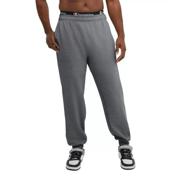 imageChampion Mens Joggers Powerblend Fleece Joggers Comfortable Sweatpants for Men Reg or Big ampamp TallGranite Heather C Patch Logo