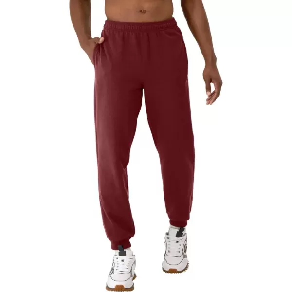 imageChampion Mens Joggers Powerblend Fleece Joggers Comfortable Sweatpants for Men Reg or Big ampamp TallMaroon 3vs C Patch Logo