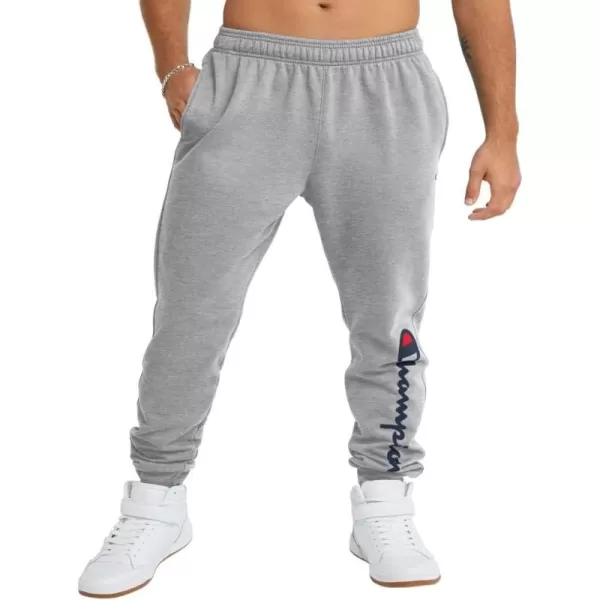 imageChampion Mens Joggers Powerblend Fleece Joggers Comfortable Sweatpants for Men Reg or Big ampamp TallOxford Gray Script