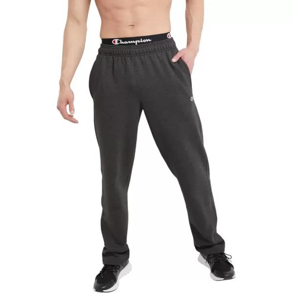 imageChampion Mens Sweatpants Powerblend Fleece Comfortable RelaxedBottom Pants For Men Reg Or Big ampamp TallGranite Heather C Patch Logo