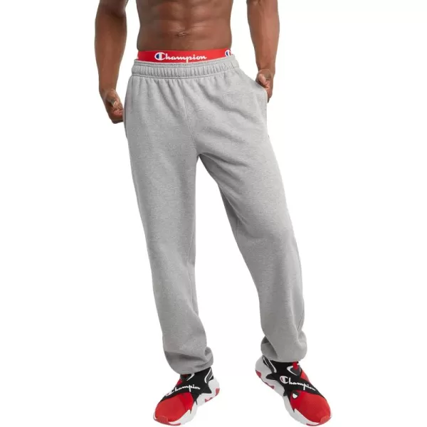 imageChampion Mens Sweatpants Powerblend Fleece Comfortable RelaxedBottom Pants For Men Reg Or Big ampamp TallOxford Gray C Patch Logo