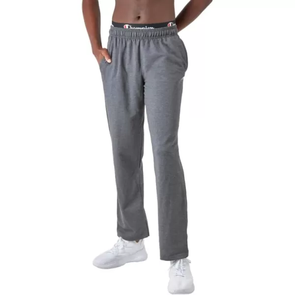 imageChampion Mens Sweatpants Powerblend Fleece Openbottom Sweatpants Reg Or Big ampamp TallGranite Heather C Patch Logo