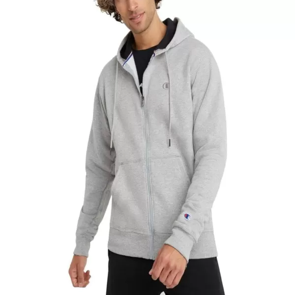 imageChampion Mens Zipup Hoodie Powerblend Zipup Hoodie Sweatshirt for Men Reg Or Big ampamp TallOxford Gray C Logo