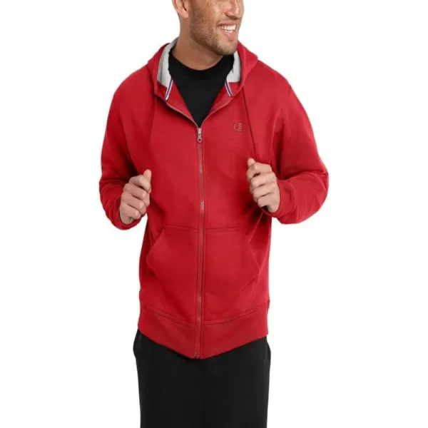 imageChampion Mens Zipup Hoodie Powerblend Zipup Hoodie Sweatshirt for Men Reg Or Big ampamp TallTeam Red Scarlet C Logo