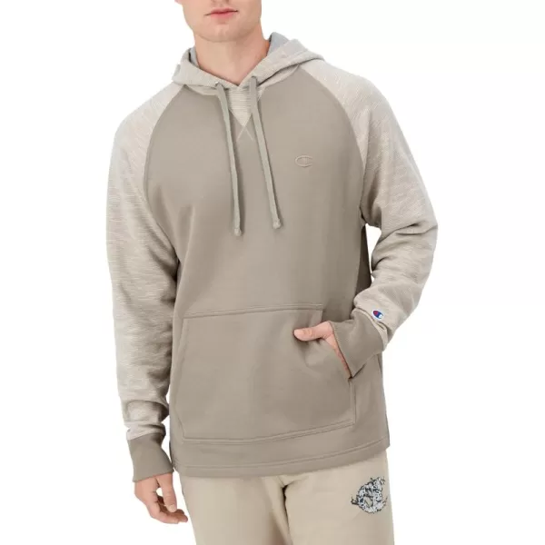 imageChampion Powerblend Fleece Comfortable Hoodie Sweatshirt for Men Reg Or Big ampamp TallSandalwood Grey Stripe C Logo