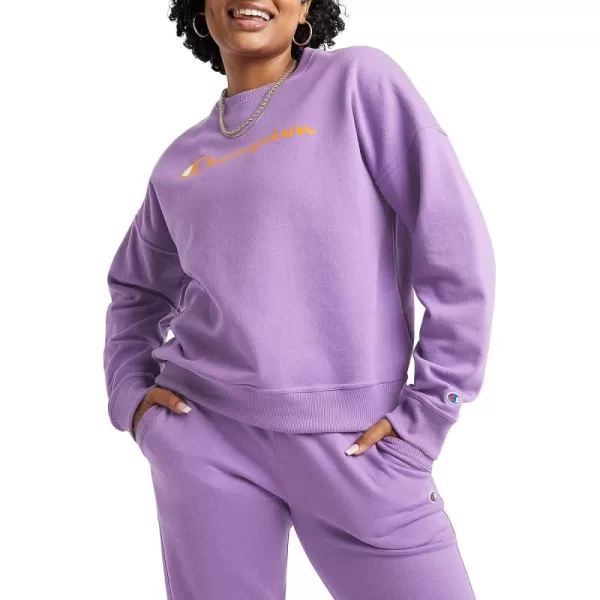 imageChampion Womens Crewneck Sweatshirt Powerblend Fleece Sweatshirt Best Sweatshirt for Women Plus Size AvailableCreative Mauve Script