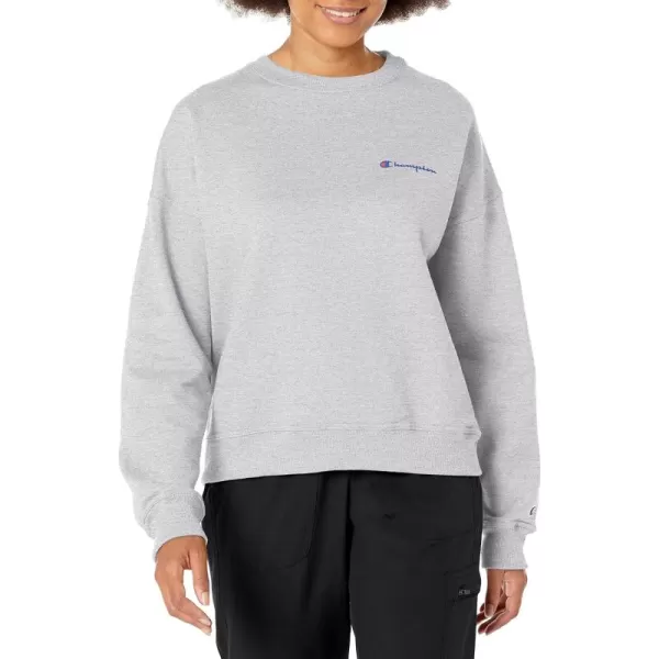 imageChampion Womens Crewneck Sweatshirt Powerblend Fleece Sweatshirt Best Sweatshirt for Women Plus Size AvailableOxford Gray Small Script