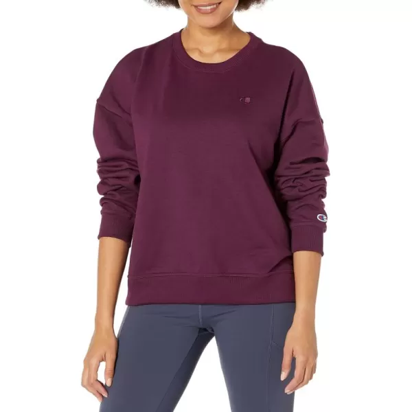 imageChampion Womens Crewneck Sweatshirt Powerblend Fleece Sweatshirt Best Sweatshirt for Women Plus Size AvailablePlum Port C Logo