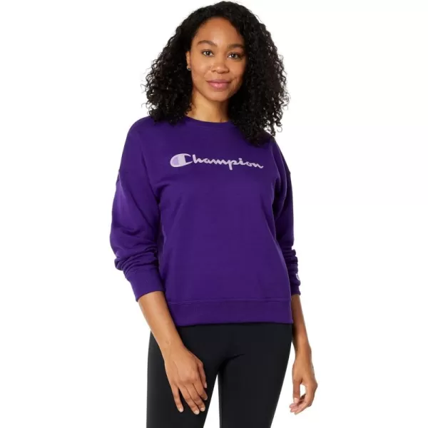 imageChampion Womens Crewneck Sweatshirt Powerblend Fleece Sweatshirt Best Sweatshirt for Women Plus Size AvailableRich Purple Script