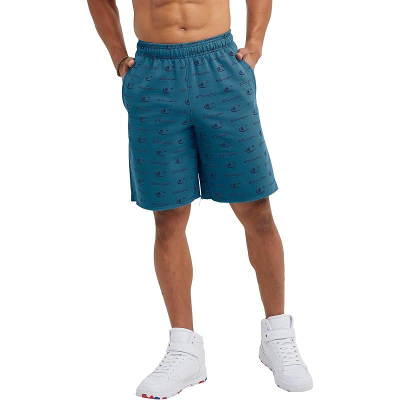 imageChampion Mens Shorts Powerblend Fleece Midweight Shorts Athletic Shorts with Pockets Reg Or Big ampamp TallBig C Little Script Nifty Turquoise