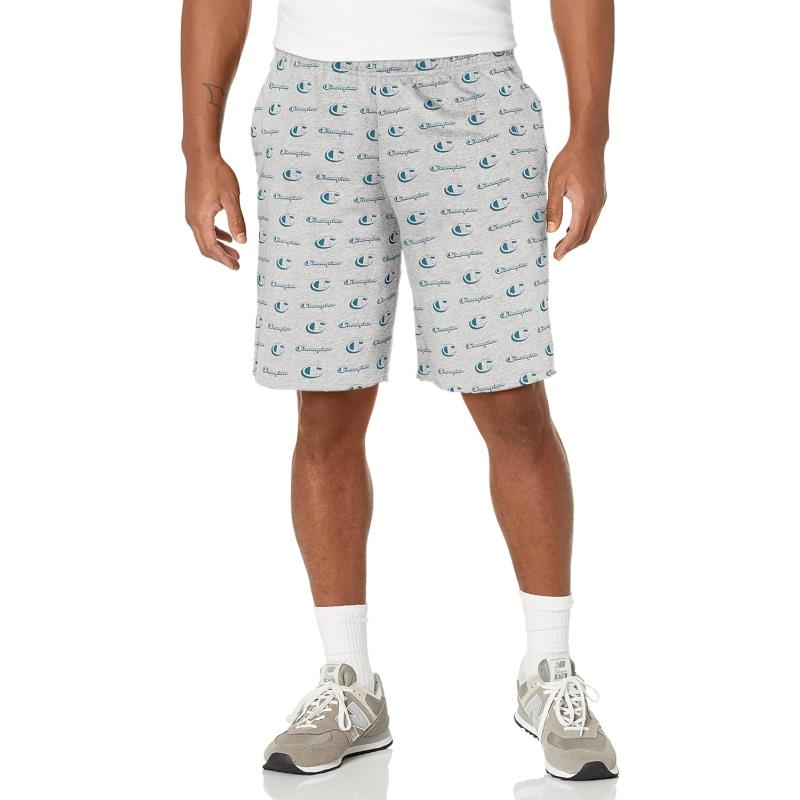 imageChampion Mens Shorts Powerblend Fleece Midweight Shorts Athletic Shorts with Pockets Reg Or Big ampamp TallScript Oxford GrayNifty Turquoise