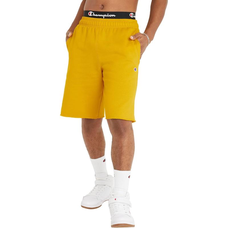 imageChampion Mens Shorts Powerblend Fleece Midweight Shorts Athletic Shorts with Pockets Reg Or Big ampamp TallTeam Gold C Patch Logo